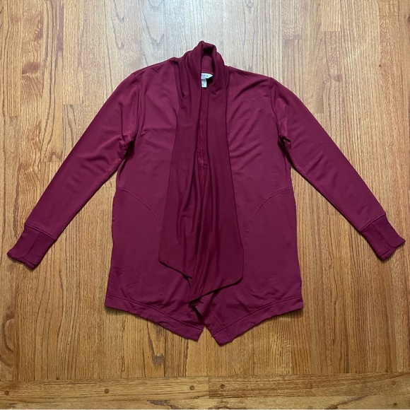 Athleta Pranayama Modal Wrap Coffeeberry Red Open Cardigan Sweater size XS - Picture 4 of 16